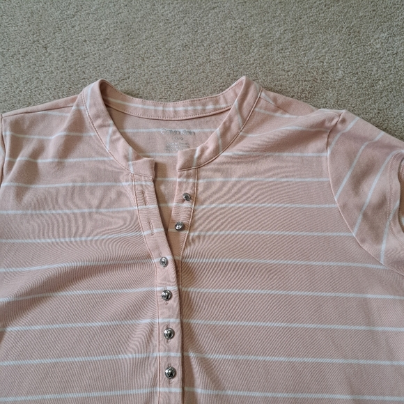 Calvin Klein Pink And White Stripe T-shirt Large Henley Casual Cotton Tee - Picture 11 of 15